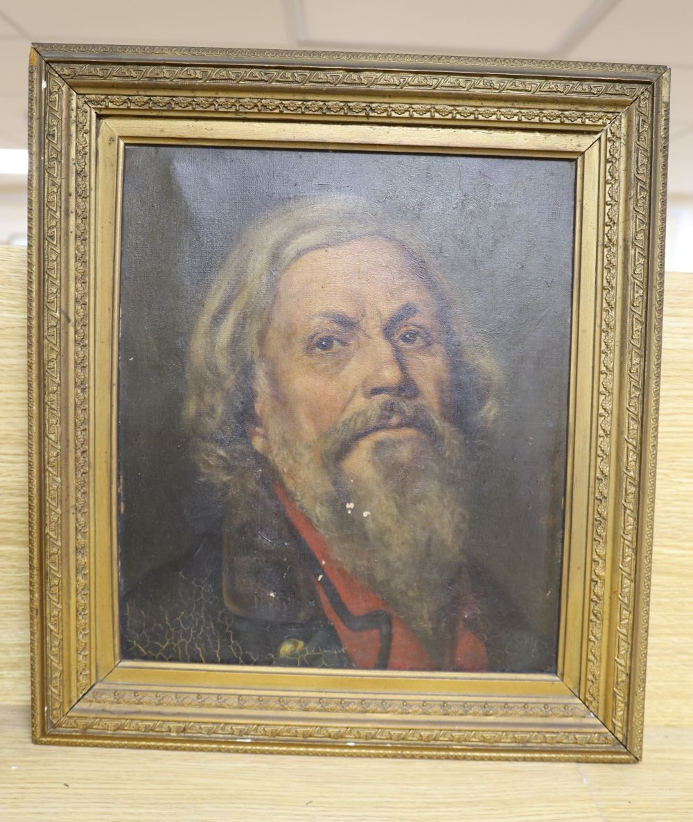 English School c.1900, oil on canvas, Portrait of a bearded man, 35 x 30cm